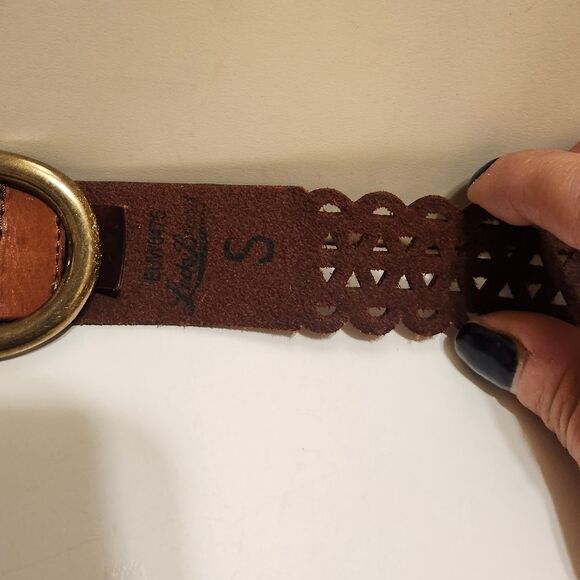 New Lucky Brand Brown Leather Open-weave Belt Sz.S (Adjustable to 38\